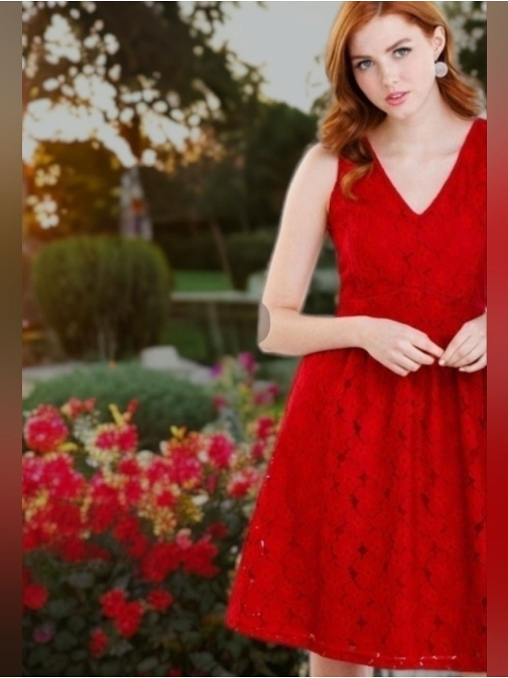 4 • Ricki's • Red Poppy Lace Fit & Flare Cocktail Dress